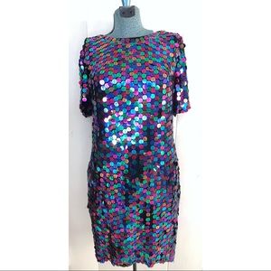 Vintage Sequin Fabulous Vibrant Silk Dress